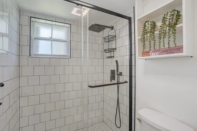 a bathroom with a shower