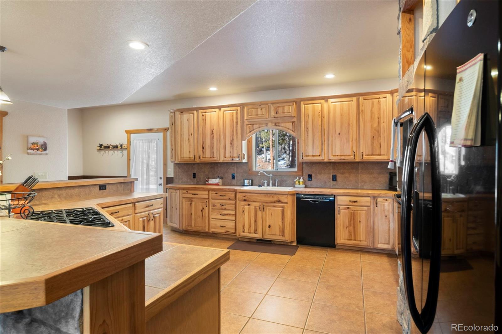 412 Evergreen Road Black Hawk, CO 80422 - Photo 16 of 48 a kitchen with a refrigerator a sink and cabinets