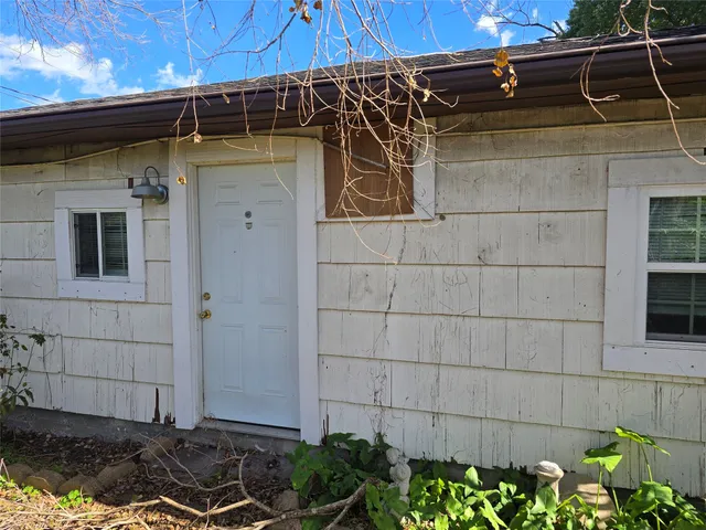 a view of a wooden door