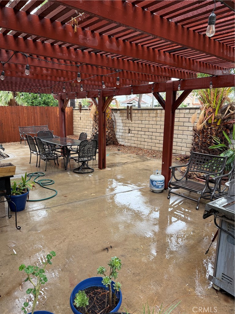 13584 Sutter Court Fontana, CA 92336 - Photo 41 of 46 a view of a patio with table and chairs potted plants