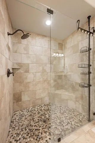 a bathroom with a shower