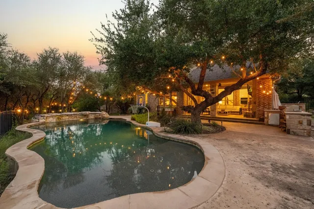 a view of a tree in a yard