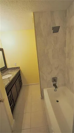 a bathroom with a bathtub