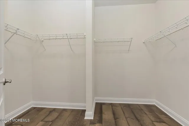a view of an empty walk in closet