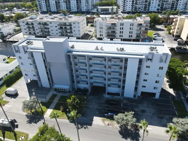 a view of building with seating space