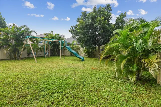 a view of an swimming pool and an outdoor space