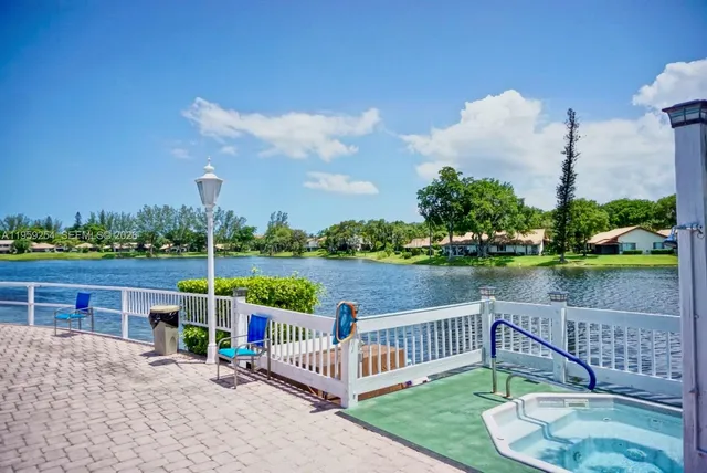 a view of a lake with houses