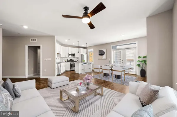 a living room with furniture