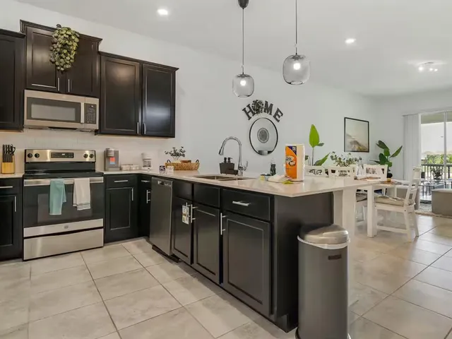 a view of a swimming pool with an ocean view