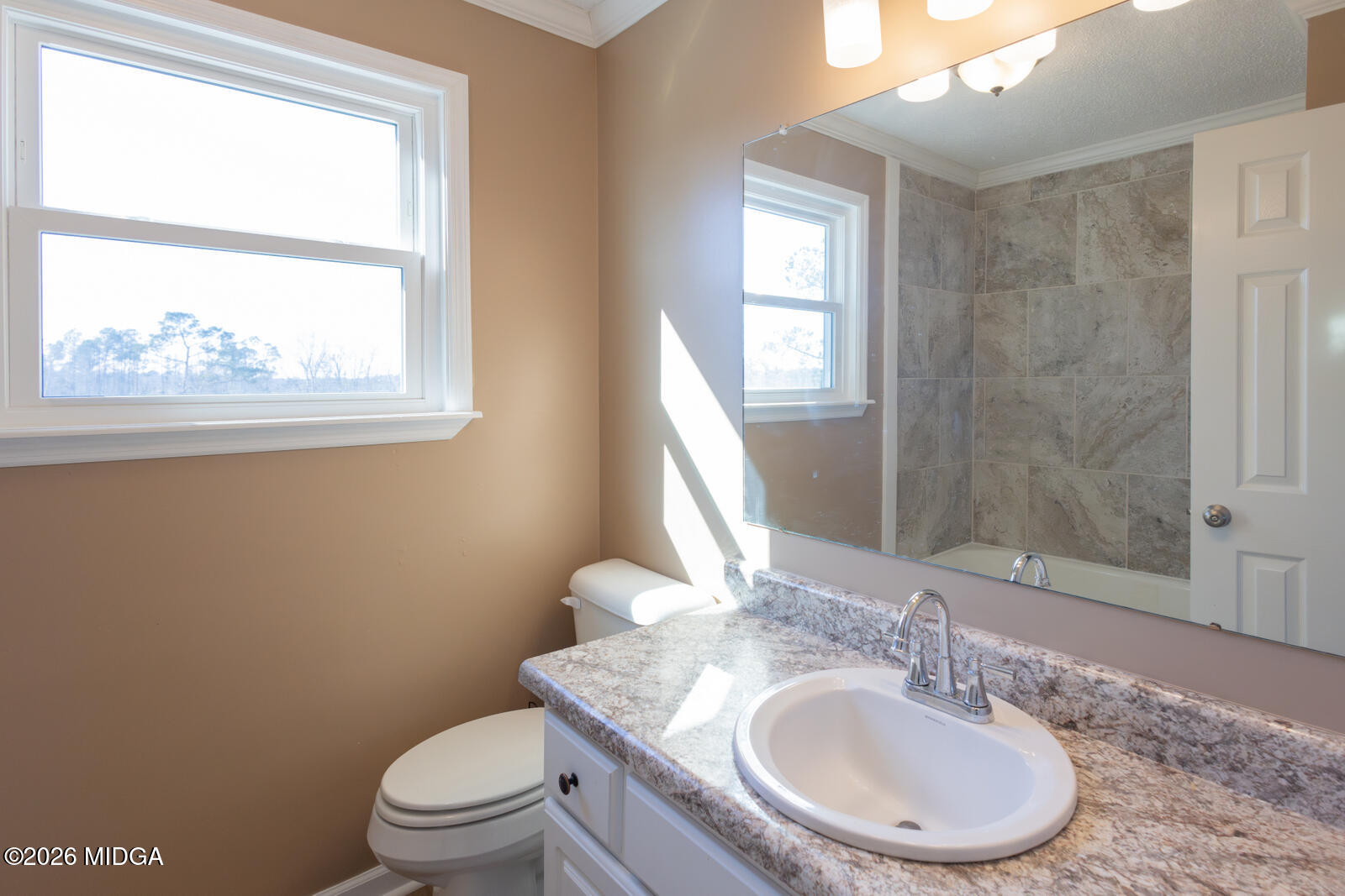1578 Edsel Senn Road Rockledge, GA 30454 - Photo 21 of 32 a bathroom with a toilet a sink a mirror and a window