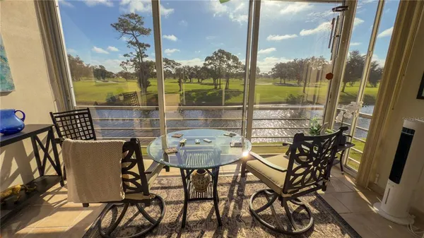 a view of an outdoor seating area