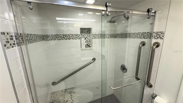 a bathroom with a shower