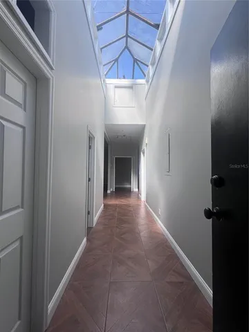 a view of a hallway with a small space
