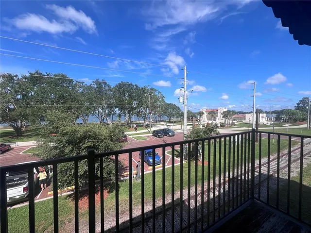 a view of city from a balcony