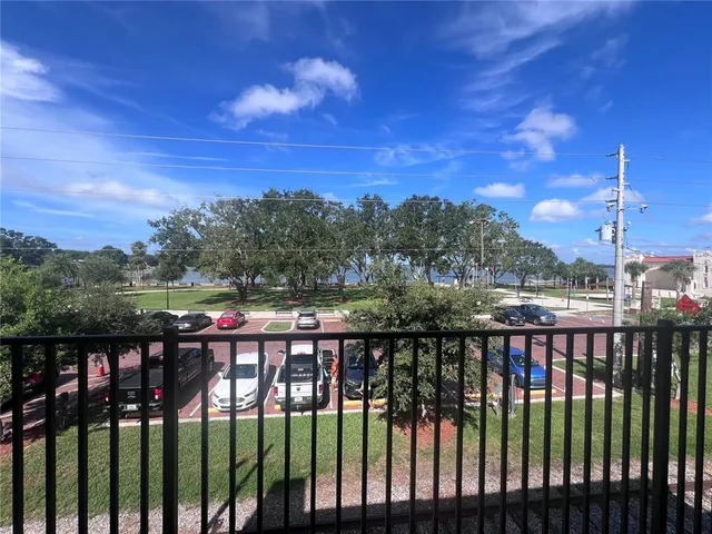 a view of city from a balcony