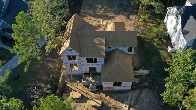 an aerial view of a house