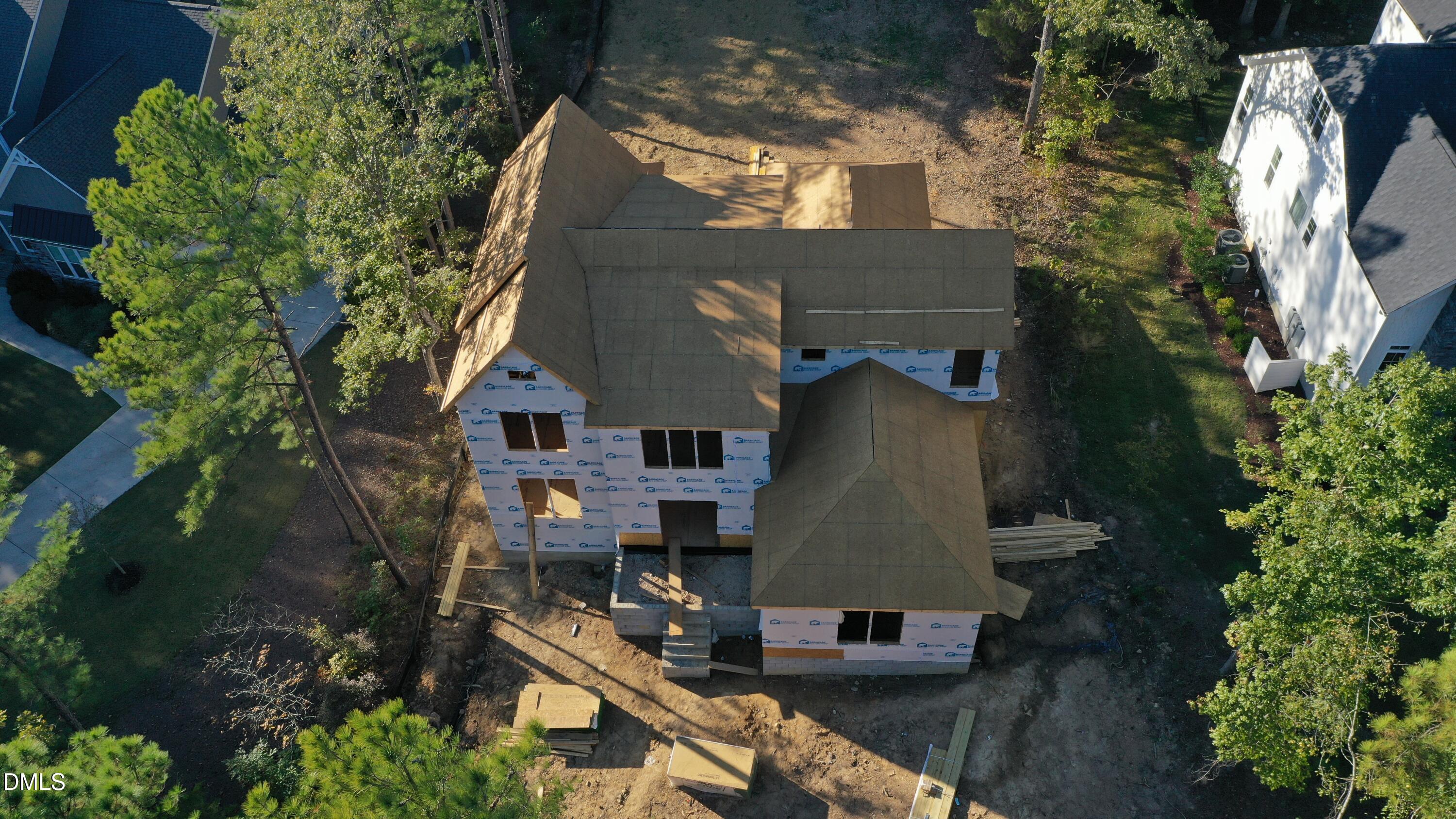 an aerial view of a house