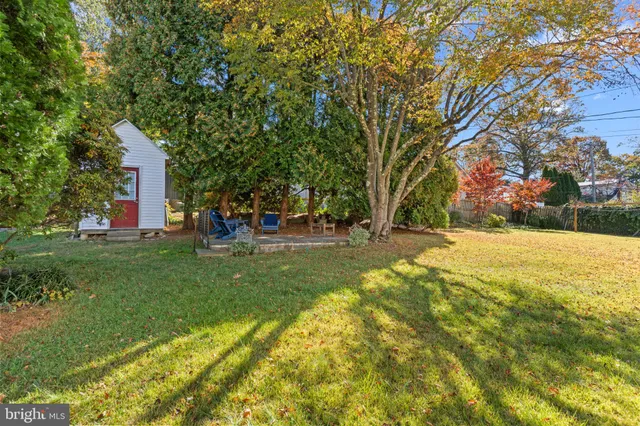 a view of yard with swimming pool and green space