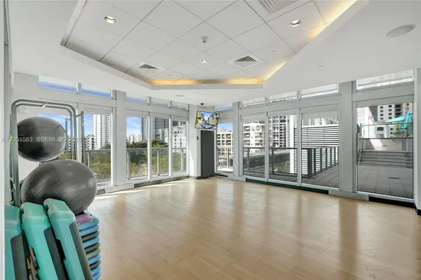 a view of an empty room and a sliding door