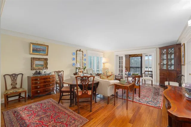 a view of a livingroom with furniture and wooden floor