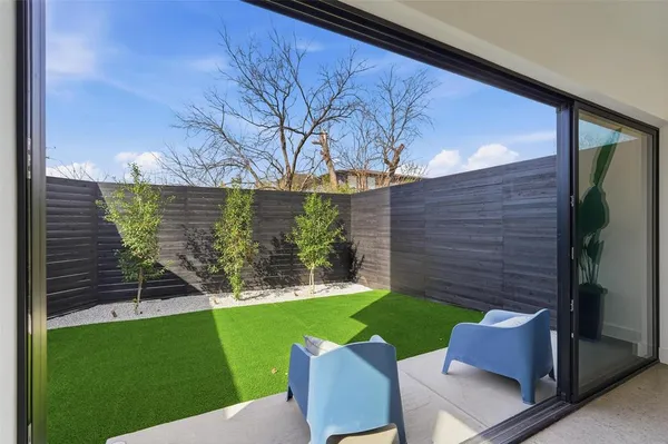 a view of an outdoor sitting space