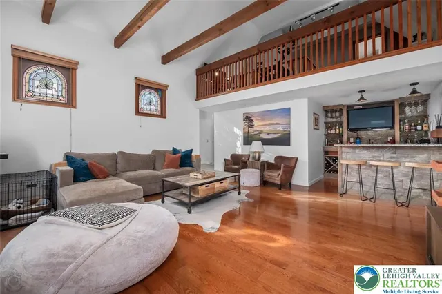 a living room with furniture