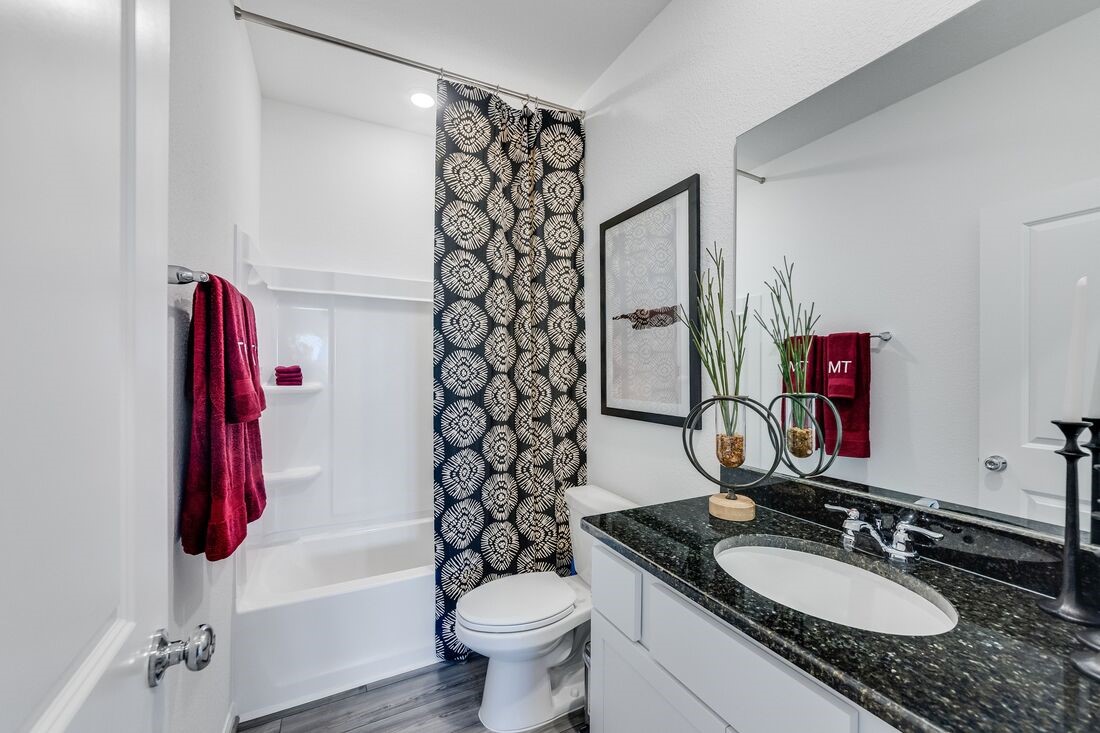 731 Willow Grove Lane Rosenberg, TX 77471 - Photo 16 of 23 a bathroom with a granite countertop sink and a mirror