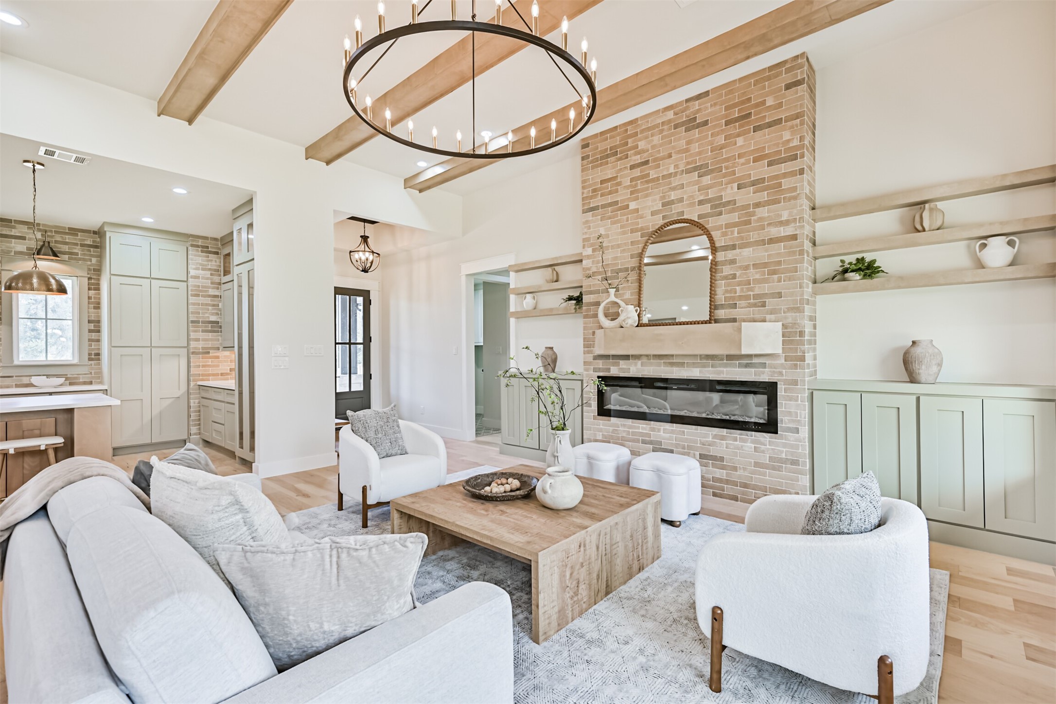 208 Pony Trail Angleton, TX 77515 - Photo 9 of 50 a living room with furniture a fireplace and a flat screen tv