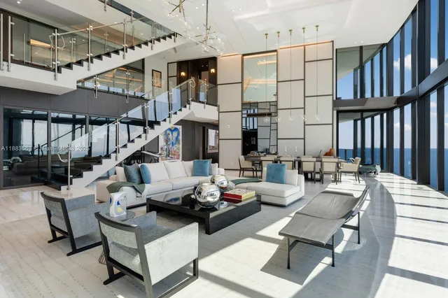 a living room with furniture