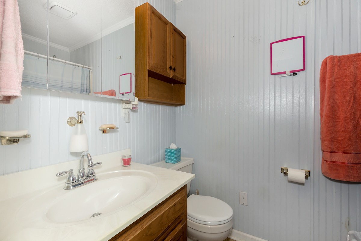 27404 Cedar Hill Road Ardmore, AL 35739 - Photo 19 of 32 a bathroom with a sink a toilet and mirror