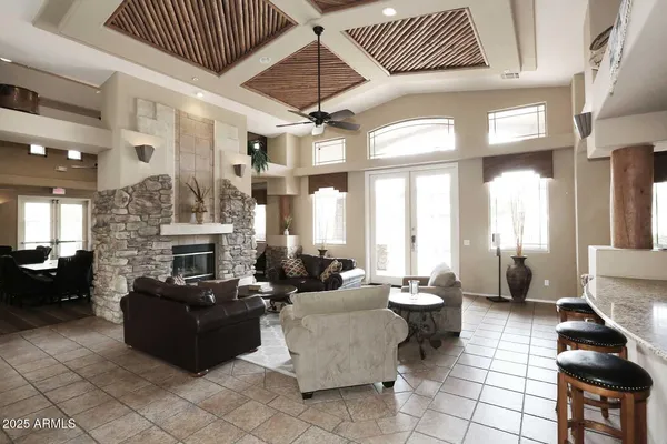 a living room with furniture