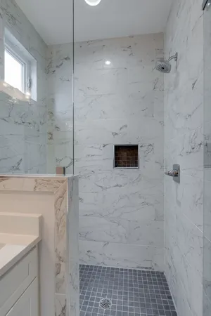a bathroom with a shower