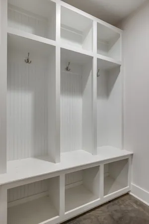 a view of an empty walk in closet