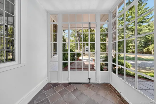 a view of a room with a window