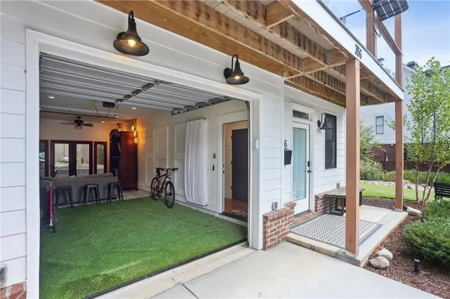 a view of balcony with deck and wooden floor