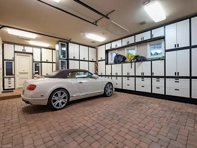 a car parked in a garage