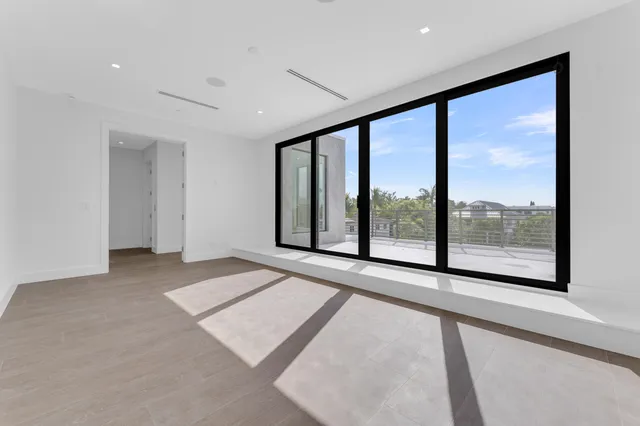 a view of a garden with an outdoor space