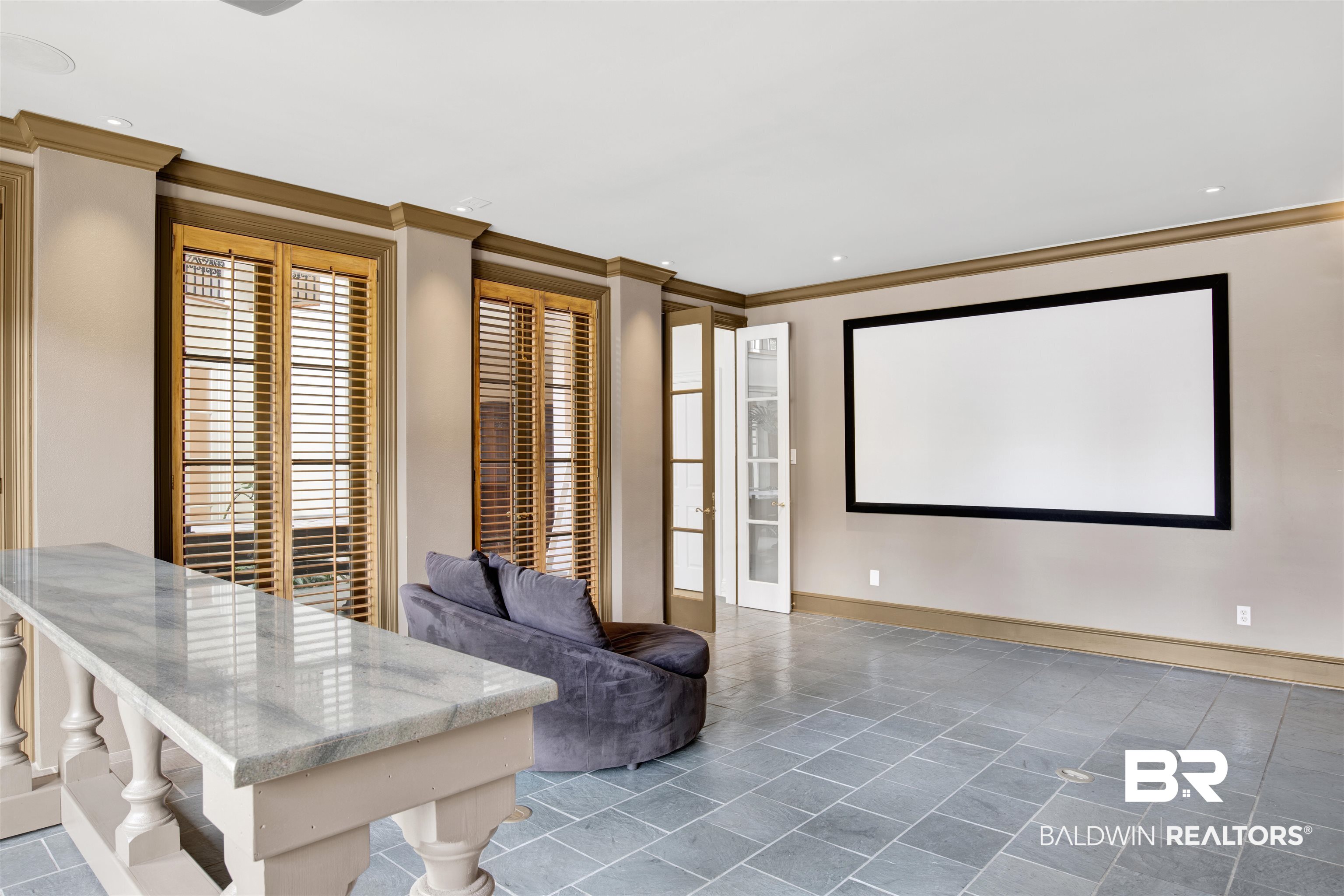 3816 Austill Lane Mobile, AL 36608 - Photo 47 of 80 Home theater with crown molding and recessed lighting