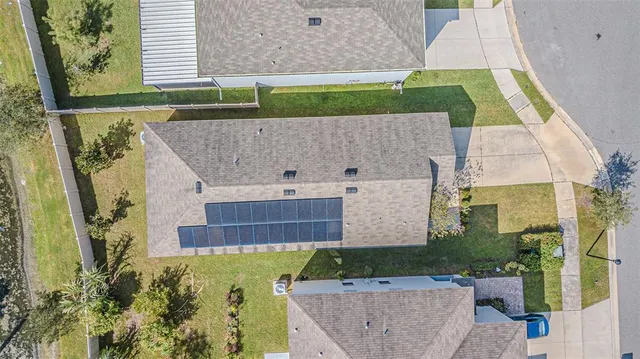 an aerial view of a house