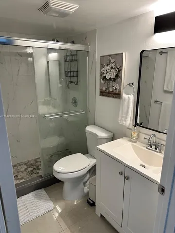 a bathroom with shower