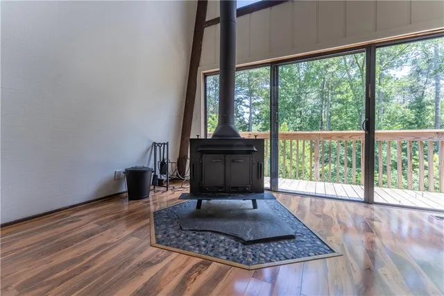a view of balcony and wooden floor
