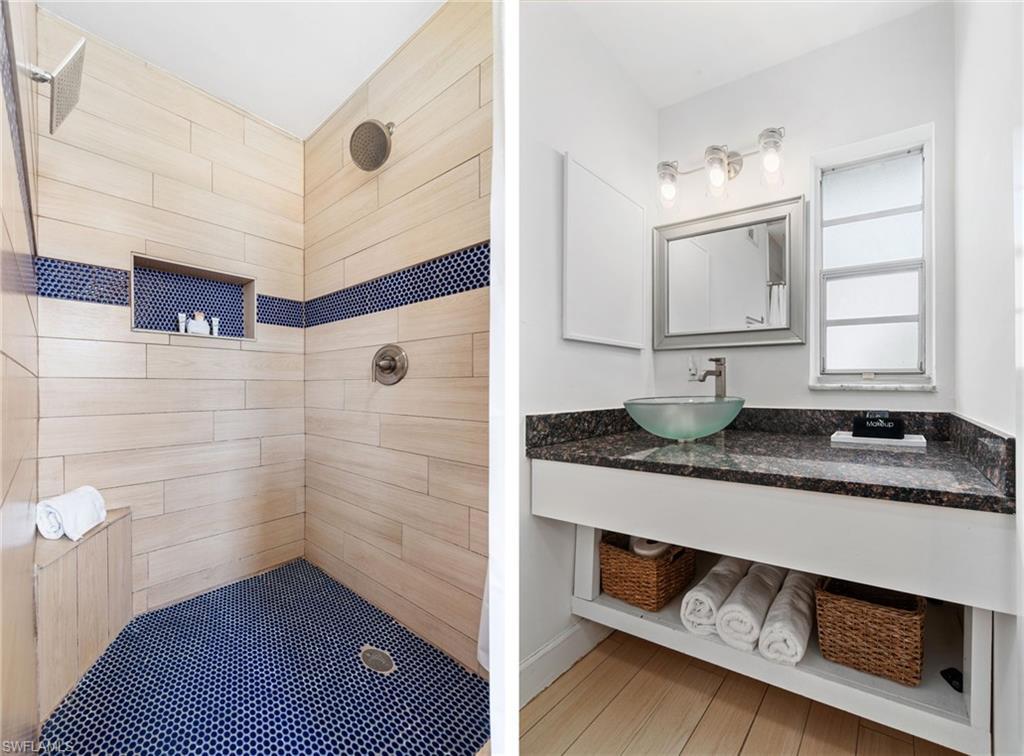 3543 Corana Way Naples, FL 34105 - Photo 17 of 26 a bathroom with a sink a mirror and shower