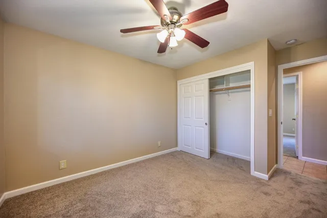 a view of a garage with storage