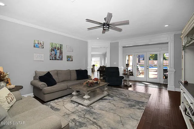 a living room with furniture