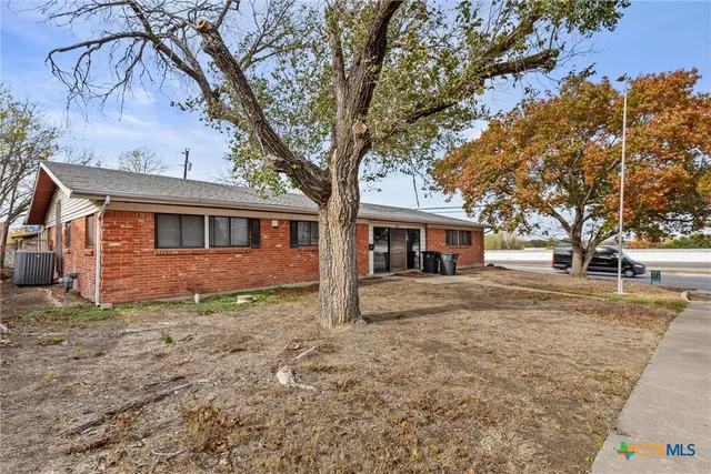 a view of a yard with a house and tree