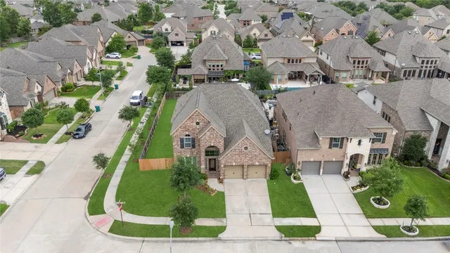 an aerial view of a house