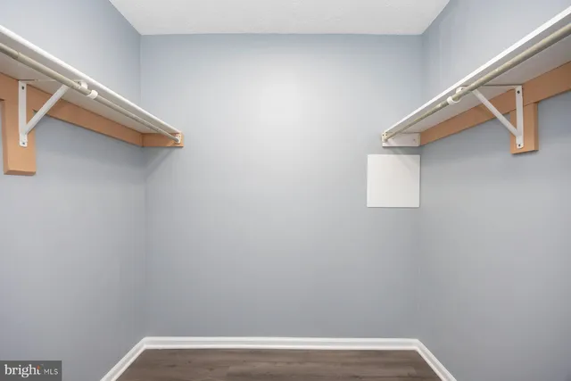 a view of small space with racks on the wall