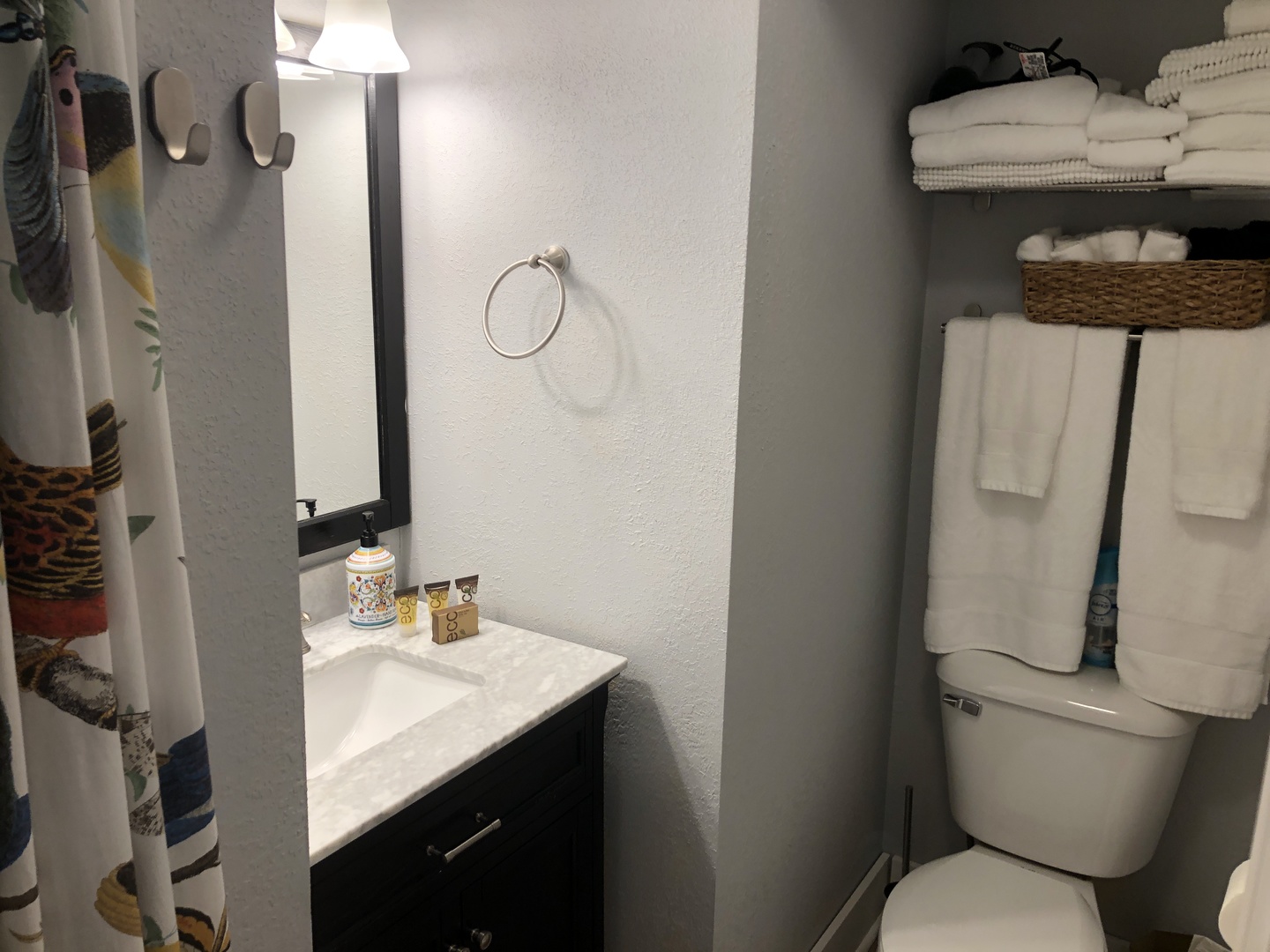 1011 West Church Street Champaign, IL 61821 - Photo 10 of 20 a bathroom with a granite countertop sink toilet and shower