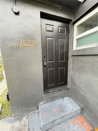 a view of a wooden door