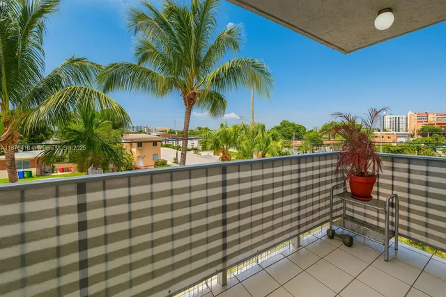 a view of a chairs and table and potted on the wooden floor